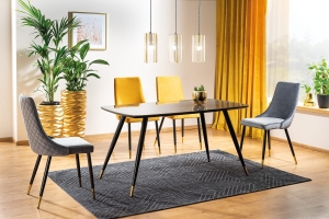 Cyryl czarny efekt kamienia/czarny-złoty stelaż 140X80