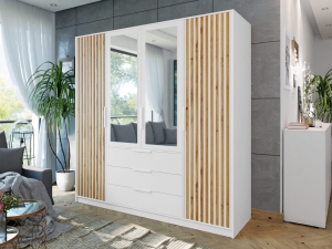 Szafa BALI 4D LUX  – BIAŁY / DĄB WOTAN