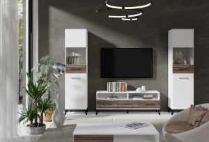 Meblościanka CARLO 1 - biały/dąb flagstaff