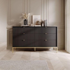 Komoda KS-154 - NOVA / Czarna - złoty stelaż