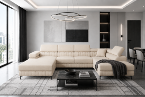 Narożnik VERONA U plamoodporny z funkcją spania – Monolith 04 – prawy