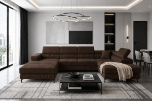 Narożnik VERONA U plamoodporny z funkcją spania – Monolith 29 – prawy