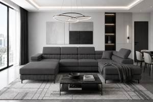 Narożnik VERONA U plamoodporny z funkcją spania – Monolith 97 – prawy 