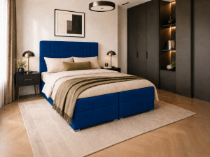 Łóżko boxspring NELA 160x200 z pojemnikami na pościel - monolith 77