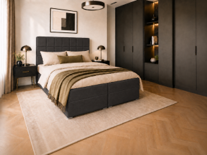 Łóżko boxspring NELA 160x200 z pojemnikami na pościel - monolith 97