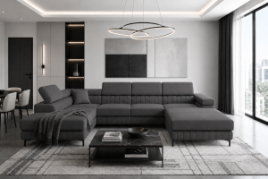 Narożnik VERONA U plamoodporny z funkcją spania – Monolith 97 – lewy