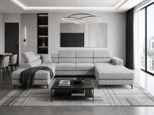 Narożnik VERONA U plamoodporny z funkcją spania – Monolith 84 – lewy