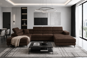Narożnik VERONA U plamoodporny z funkcją spania – Monolith 29 – lewy
