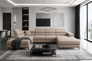 Narożnik VERONA U plamoodporny z funkcją spania – Monolith 09 – lewy