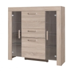 Komoda szklane półki CEZAR C7 sonoma