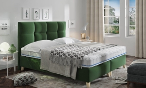 Łóżko tapicerowane MONA + pojemnik na pościel 